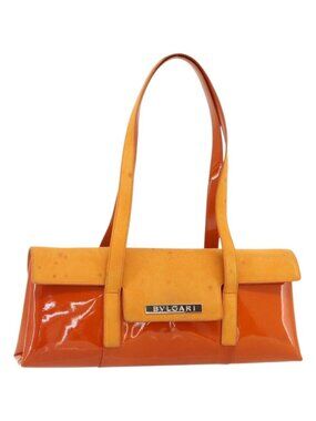BVLGARI Shoulder Bag Patent leather Orange Silver